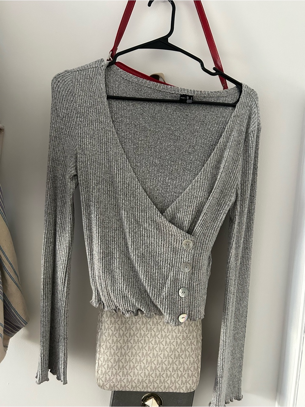 Vero Moda Knit Wrap Top in Heather Gray